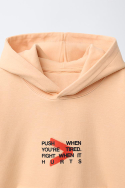 ZARA ХУДИ SPORTY INTERLOCK, СВЕТЛО-ОРАНЖЕВЫЙ