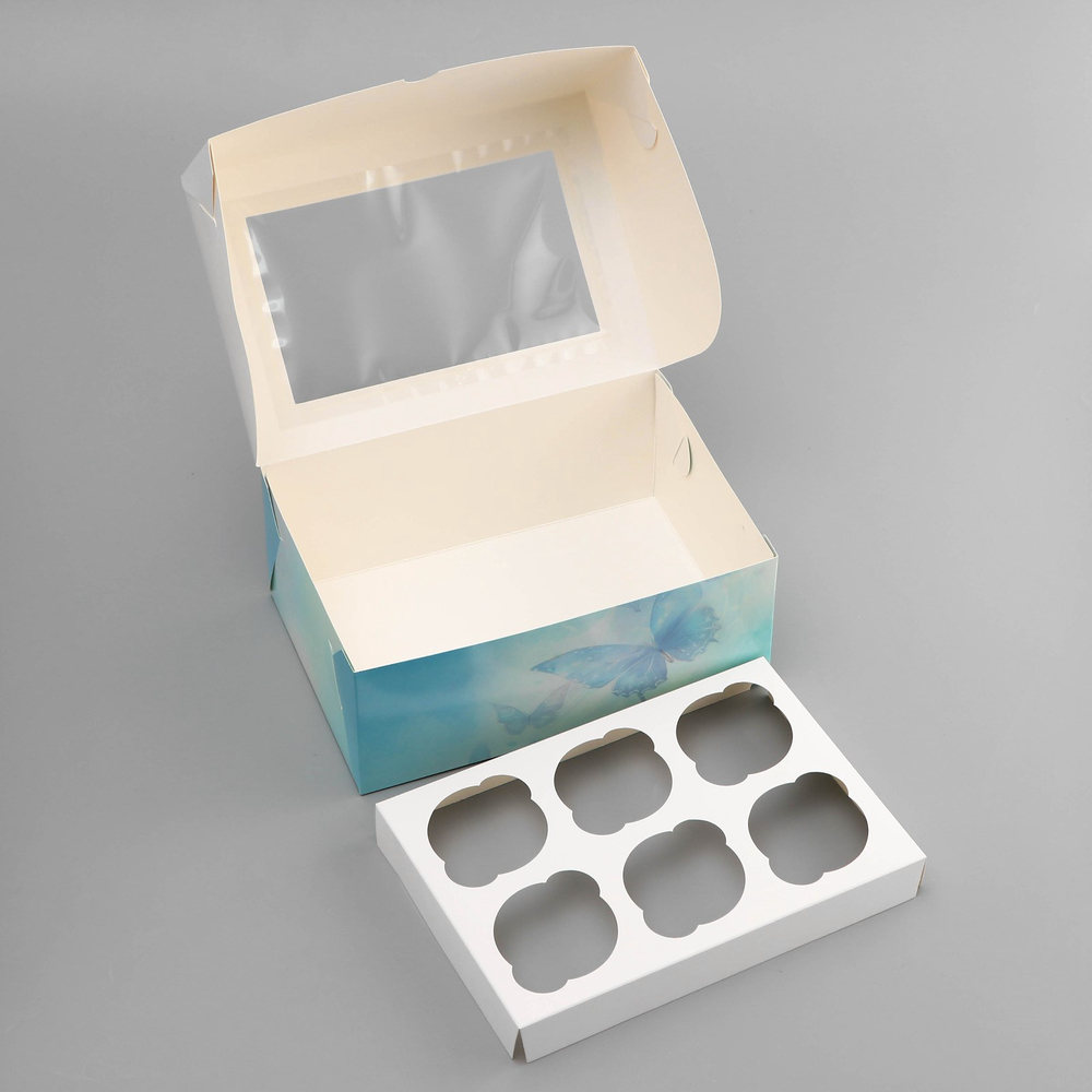 Упаковка для капкейков с окном "Прекрасных Моментов" (6 ячеек ) 25*17*10 см