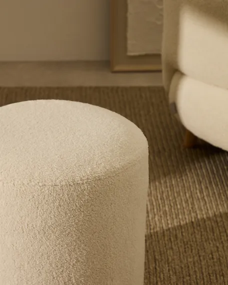 Пуф Kaeli Ø43х44 см со съемным чехлом из букле цвета экрю