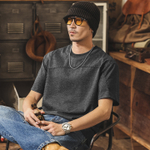 Мужская футболка из хлопка с декоративными швами, короткими рукавами в американском стиле