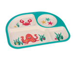 3860783 Набор детской посуды из бамбука «Морские жители», 5 предметов: тарелка, миска, стакан,