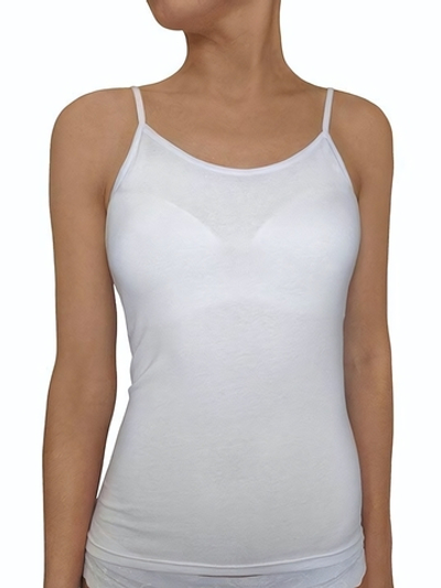 Женская майка на узких бретелях из эко-хлопка (Размер: F) (Цвет: черный)