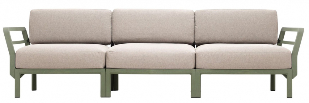 Диван пластиковый с подушками Nardi Maximo 3, кактус, жемчуг