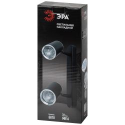 Светильник настенно-потолочный спот ЭРА OL35-2 BK MR16 GU10 IP20 черный хром | Накладные светильники