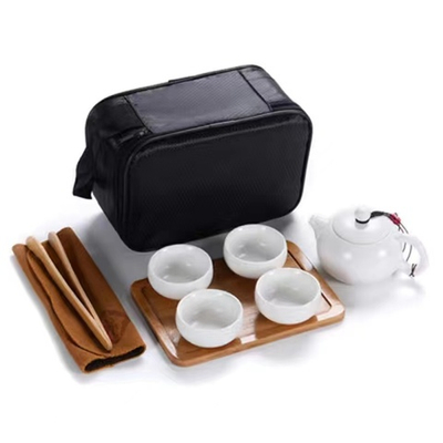 242026Y2 УЦЕНКА Сервиз ДОРОЖНЫЙ "Сиши+4", Ч-к 200мл+4 п-лы 50мл+поднос+щипцы+сумка,цвет белый,фарфор