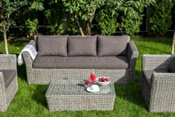 "Капучино" лаунж-зона из искусственного ротанга (гиацинт), цвет серый