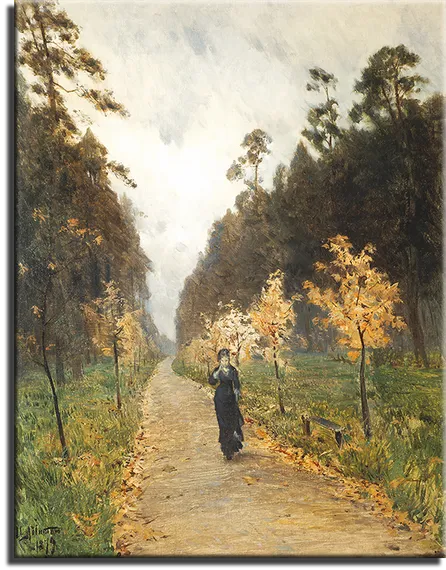 Репродукция "Исаак Левитан - Осенний день. Сокольники"