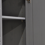 Буфет, 155х41х202, Лэйквью, для кухни и гостиной, деревянный с 4 дверями, из массива дерева, серый, MAKOSA