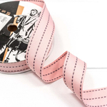 Лента Полиэстер 2,6см х 22м в пунктирную полоску (Розовый)