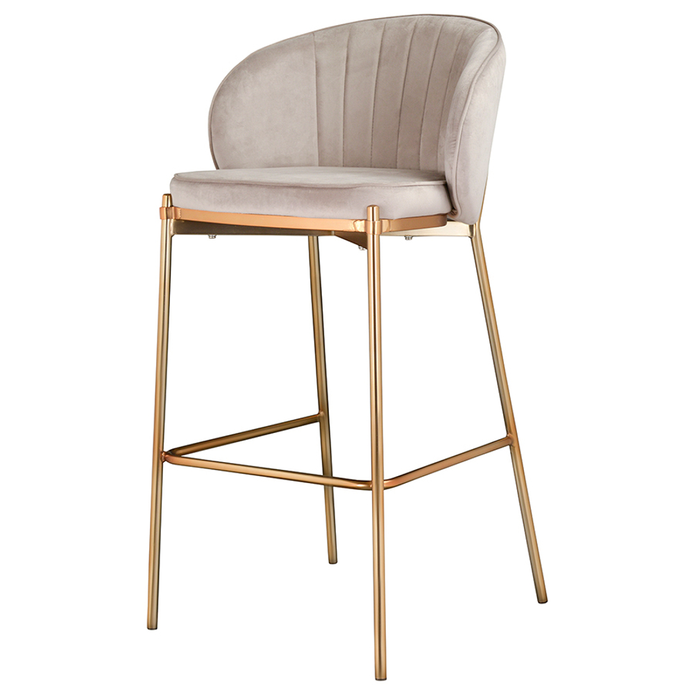 Стул барный Bergenson Bjorn Coral, велюр, серо-бежевый
