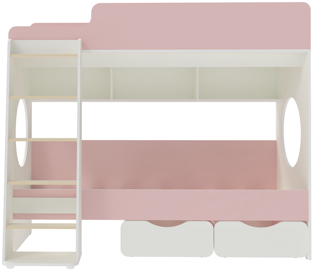 Двухъярусная кровать КарИВи Л-7.1 Белый  Розовый