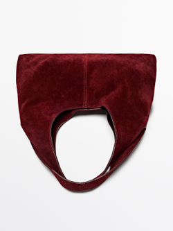 Massimo Dutti Сумка из замши среднего размера, темно-розовый