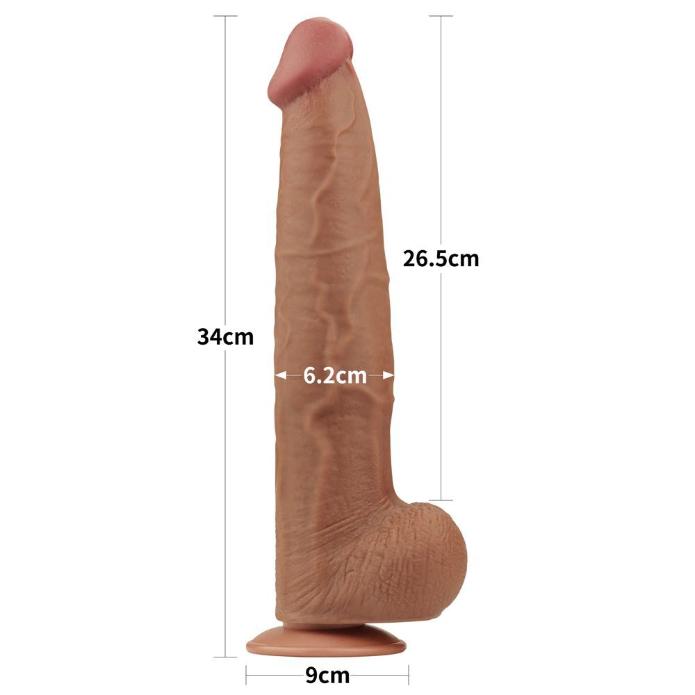 Коричневый фаллоимитатор 13.5 King Sized Sliding Skin Dual Layer Dong - 34 см. (Цвет: коричневый)