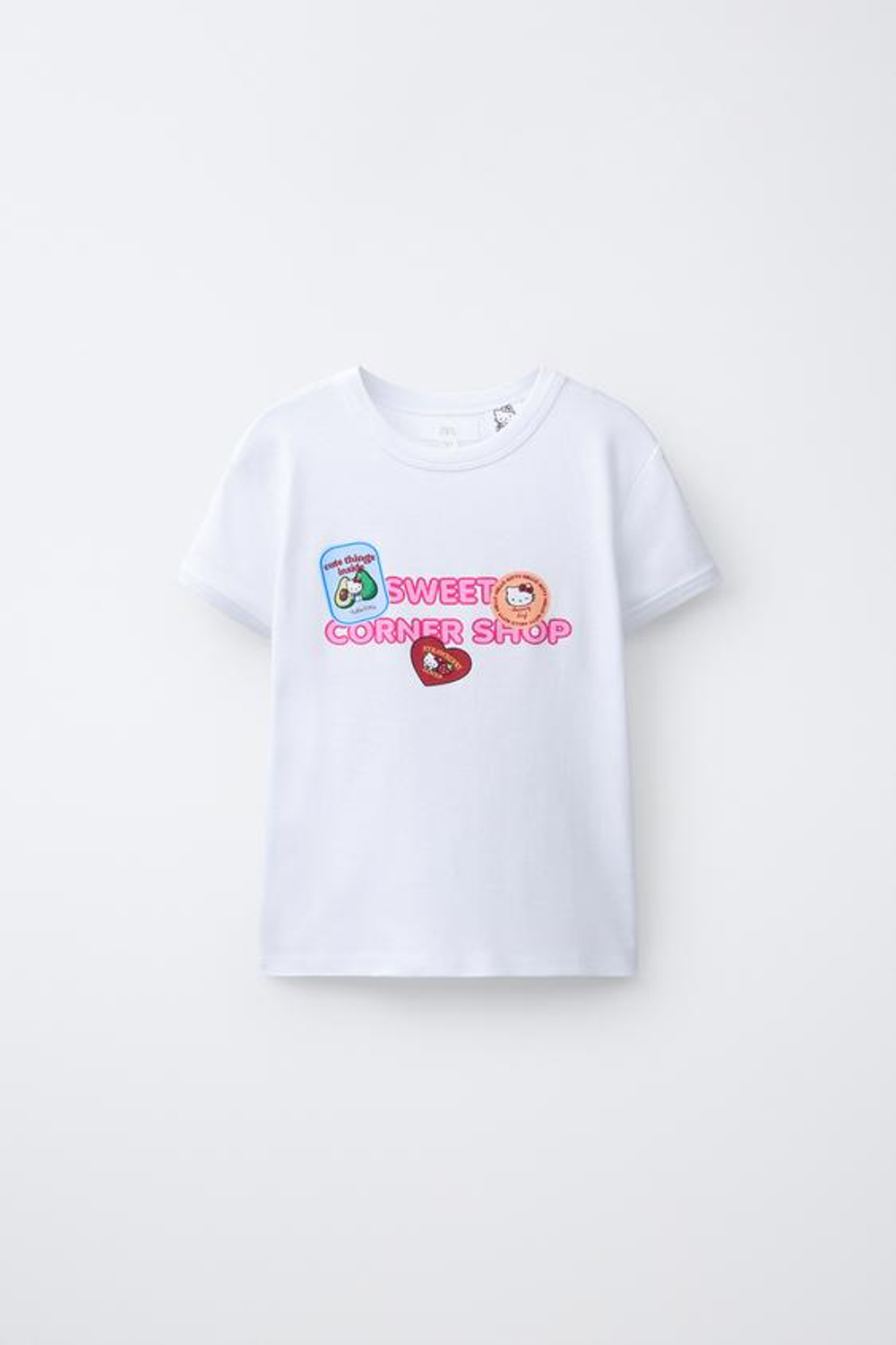 ZARA ФУТБОЛКА СТИКЕРЫ HELLO KITTY ©, БЕЛЫЙ
