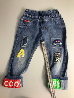 Джинсы с разноцветными отворотами на 2-3 года