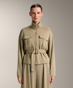 Oysho Куртка с ремнем из мягкой ткани с модалом, бежево-зеленый