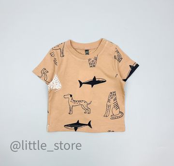 Футболка хлопковая "Мир животных" принт на итальянском песке