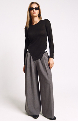 Брюки-палаццо с поясом 1252 серый