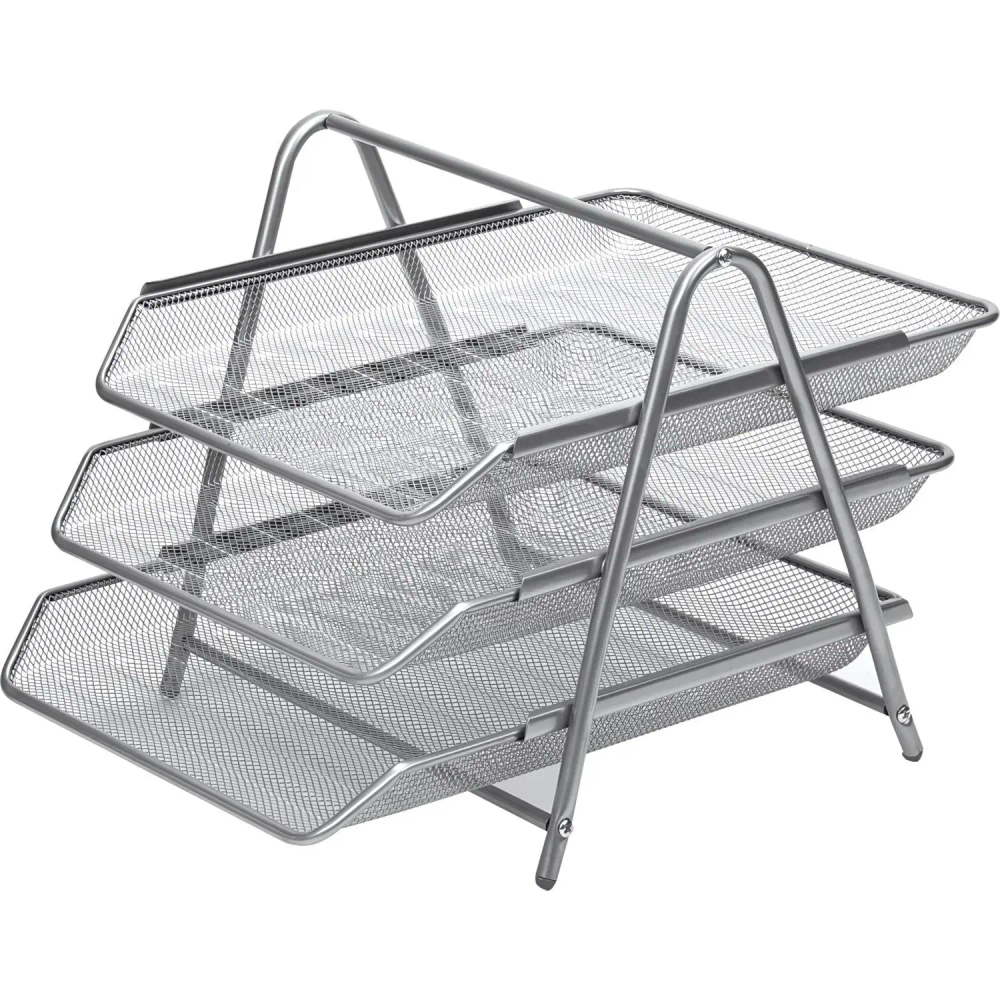 Лоток горизонтальный для бумаг 3секции Attache 265x335x275мм металл серебр