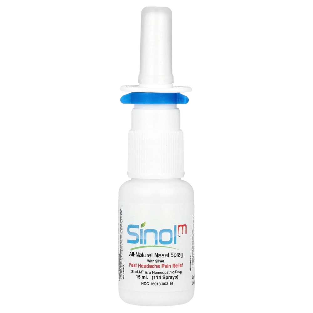 Sinol, SinolM™, полностью натуральный назальный спрей, для быстрого облегчения головной боли, 15 мл