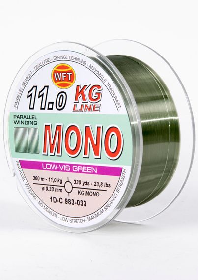 Леска монофильная WFT KG MONO Green 300 м, 0,33 мм
