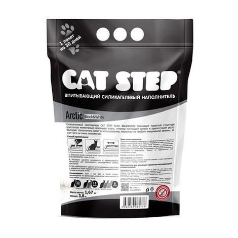 Наполнитель впитывающий силикагелевый CAT STEP Arctic Black&White, 3,8 л