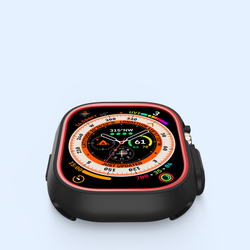 Чехол-бампер для часов Apple Watch Ultra 1 и 2 размер 49мм, черный с красной вставкой (Black/Red) от Dux Ducis, серия Bamo Series Case