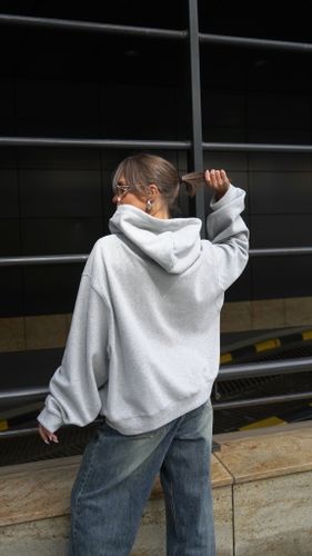 Серый худи на молнии с капюшоном