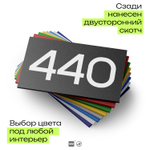 Номер на дверь 440, табличка на дверь для офиса, квартиры, кабинета, аудитории, склада, черная 120х70 мм, Айдентика Технолоджи