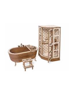 Деревянный конструктор Lemmo МОДЕЛЬ "НАБОР МЕБЕЛИ ВАННАЯ", 129 деталей