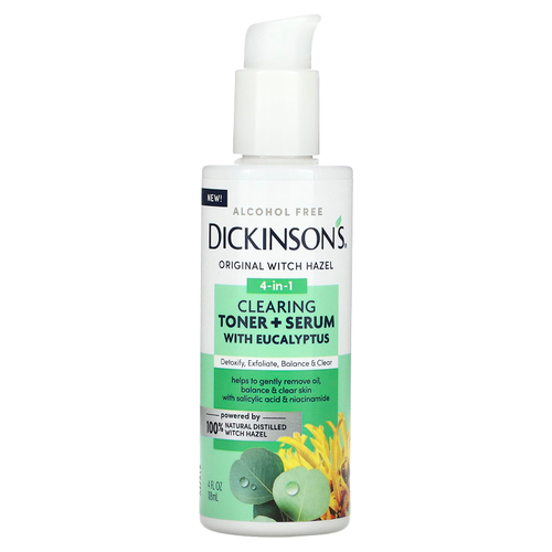 Dickinson Brands, Original Witch Hazel, очищающий тоник 4 в 1 и сыворотка с эвкалиптом, без спирта, 118 мл (4 жидк. унц.)