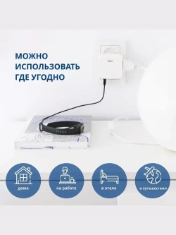 Тройник для розетки с USB и Type-C плоский поворотный, разветвитель 180 градусов