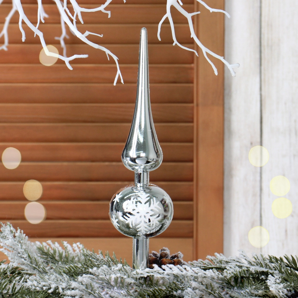 Верхушка на ёлку 23 см «Снежинка», Серебро/белый