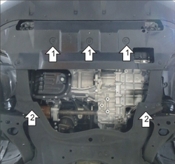 Защита картера Двигателя, КПП. 2 мм, Сталь. для Haval H2 2015-2020 MOTODOR.63103