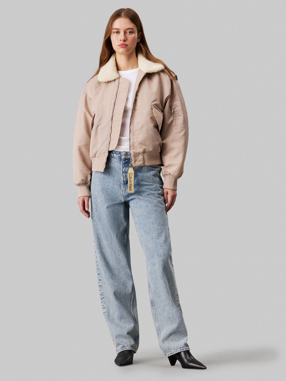 Сатиновая куртка CALVIN KLEIN JEANS - пудро-розовый(J20J224115)