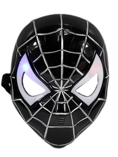 Маска человека паука чёрная с подсветкой