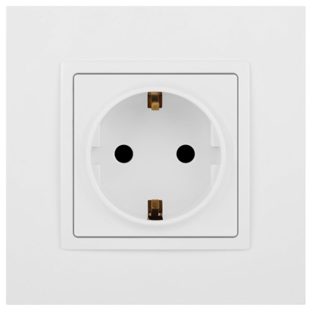 Розетка ЭРА Elegance 14-2102-01М с заземлением 2P+E Schuko со шторками 16А-250В белый матовый