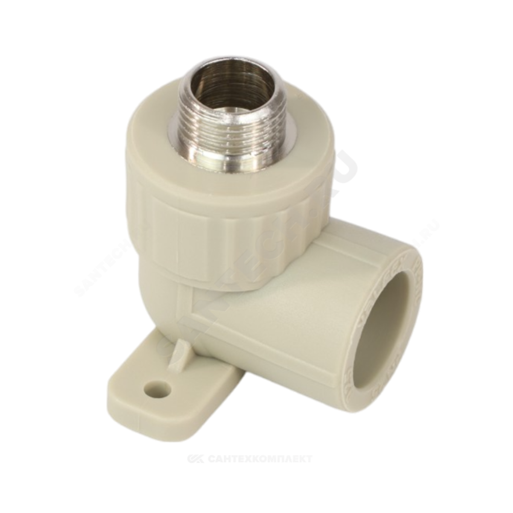 Угольник PP-R комбинированный серый Дн 20х1/2" НР с креплением VALFEX 10121020Г
