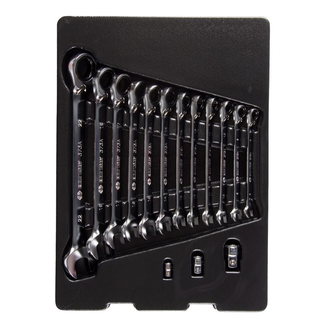 KING TONY (9-102A15MR) Набор комбинированных ключей с трещоткой, ложемент, 15 предметов