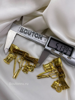 Брошь золотистая в форме "Портновского Метра" с подвесками