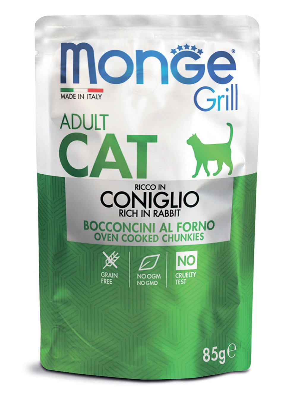 Итальянский кролик, 85г влажный корм для кошек Monge Cat Grill Pouch
