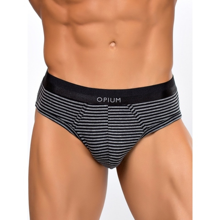 Мужские трусы слипы серые в черную полоску Opium Brief R-110