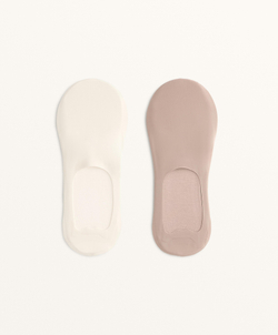 OYSHO Набор из двух пар невидимых носков в рубчик с микрофиброй, экрю