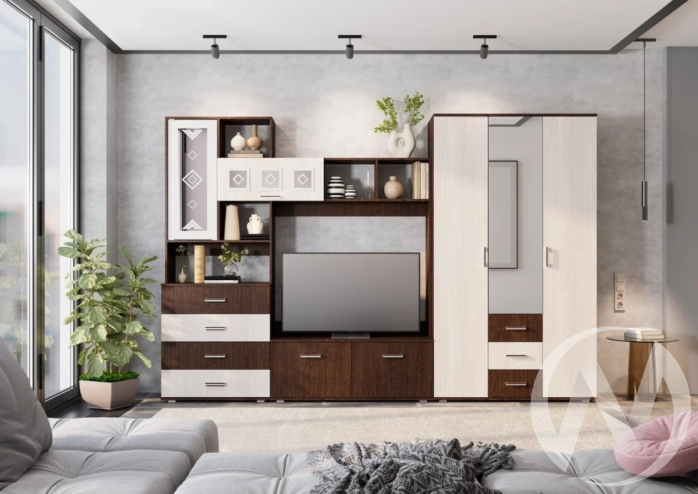 Гостиная "Белла" (венге/ясень белый) Комплектация 1