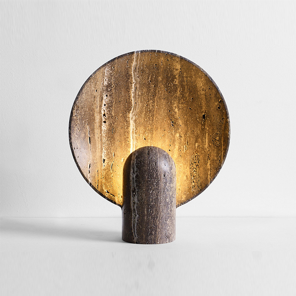 Настольный дизайнерский светильник  BLACK TRAVERTINE SCULPTED LAMP by HENRY WILSON