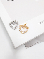 Подвеска сердце с фианитами, 19*18мм