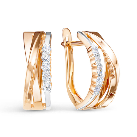 Серьги из золота 585 пробы с Фианит