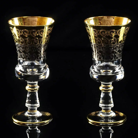 Migliore De Luxe Набор бокалов для вина/воды Cremona, хрусталь, декор золото 24К - 2шт