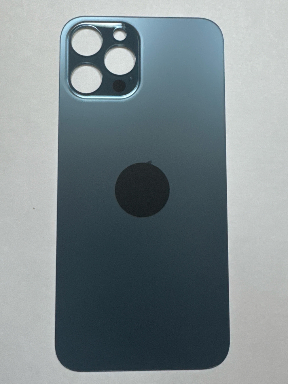 Задняя крышка для iPhone 12 Pro Max Синий (стекло, широкий вырез под камеру, логотип) - Премиум