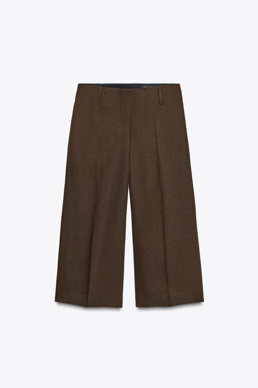ZARА ДЛИННЫЕ ШОРТЫ ИЗ СМЕСОВОГО ЛЬНА — ZW COLLECTION, ШОКОЛАДНЫЙ